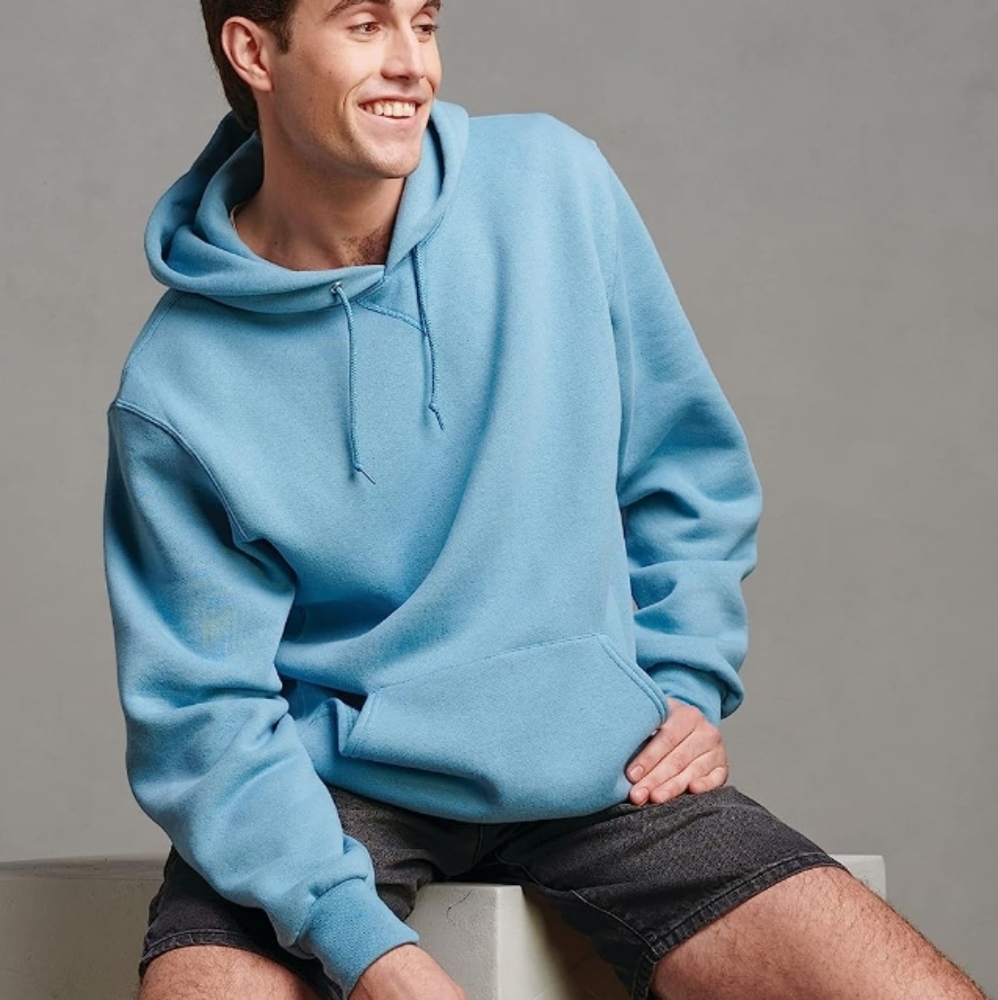 🌼Unisex Blue Dri-Power Fleece Hoodies Cotton Blend Relaxed Fit - Picture 4 of 6
